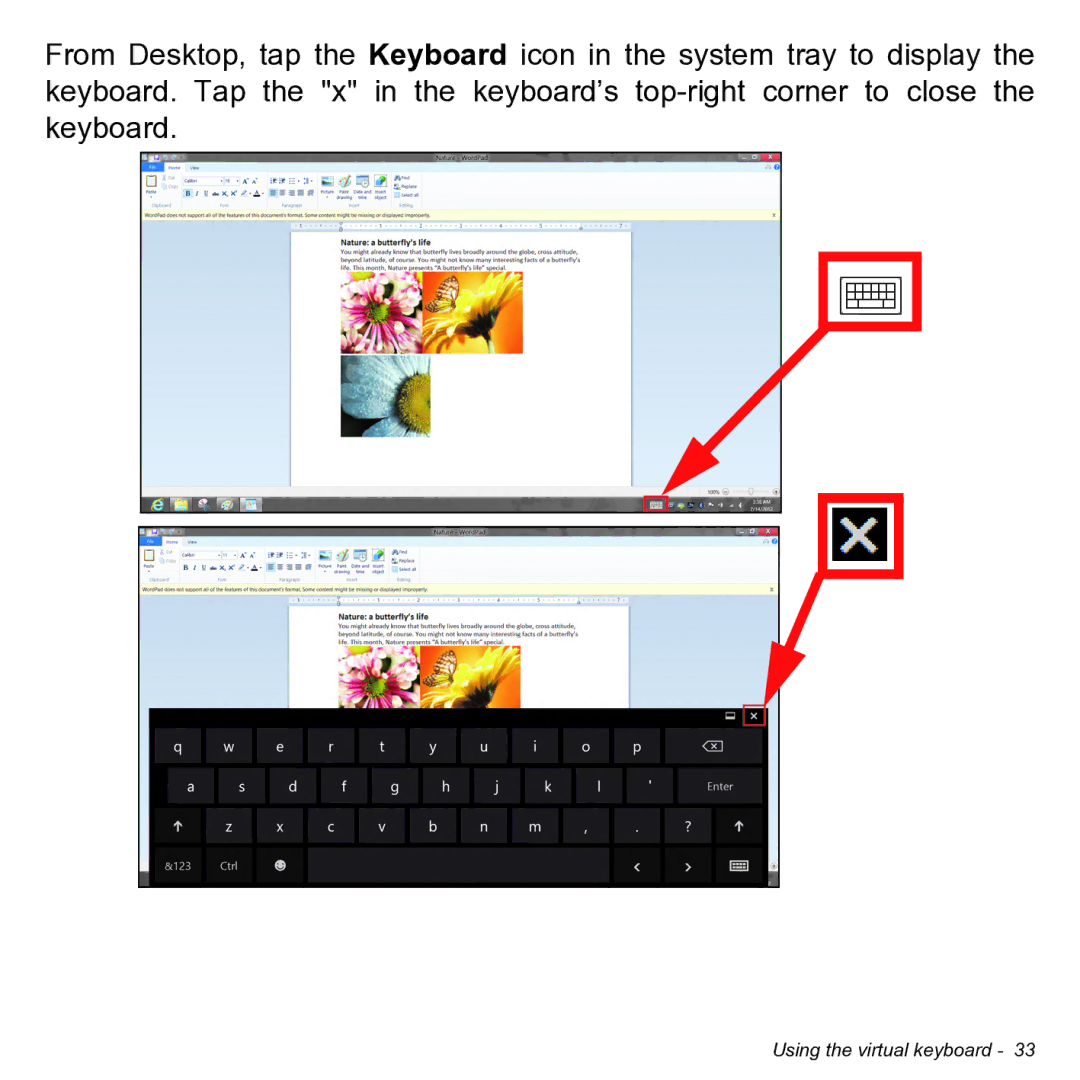 Acer NT.L0KAA.001 user manual Using the virtual keyboard 