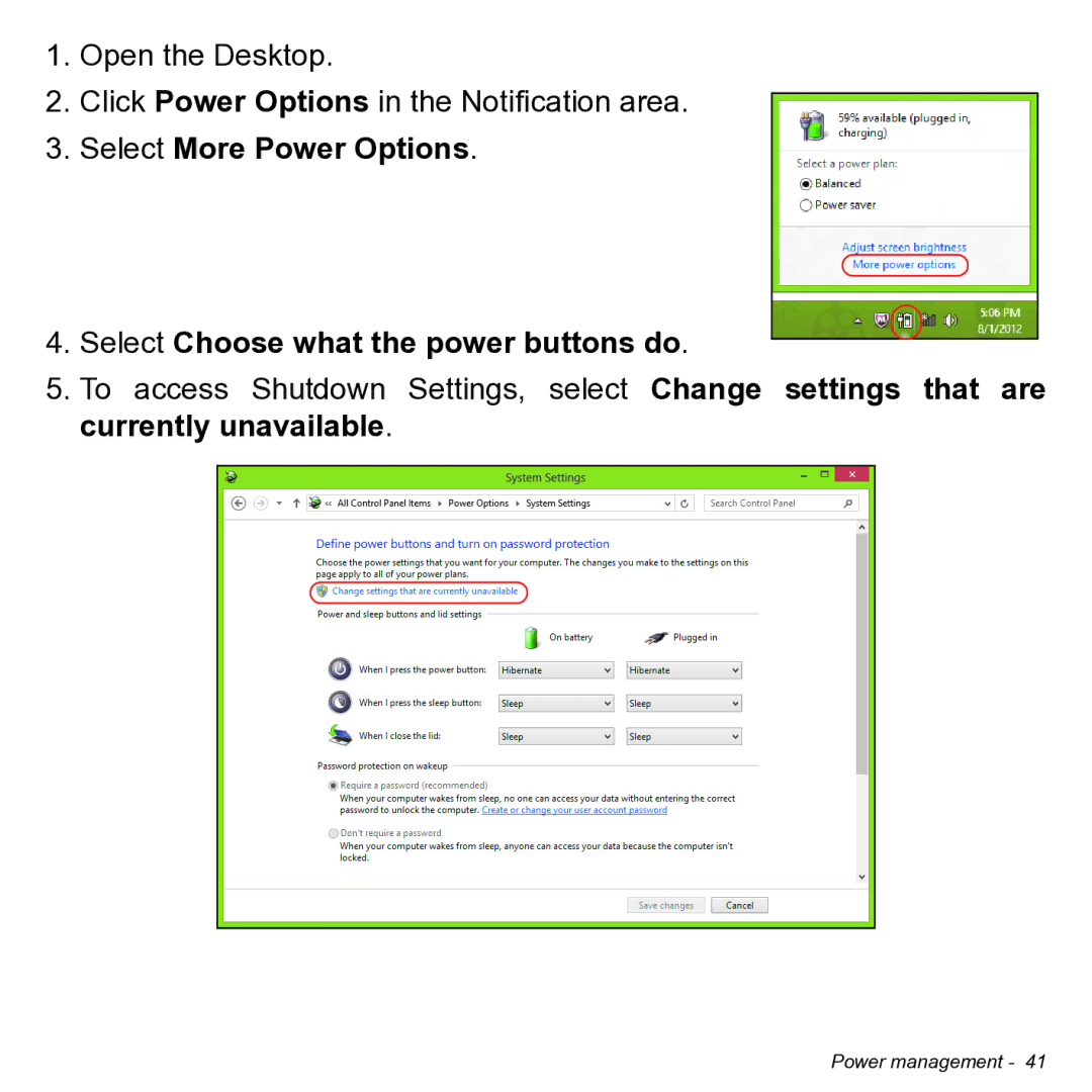 Acer NT.L0KAA.001 user manual Power management 