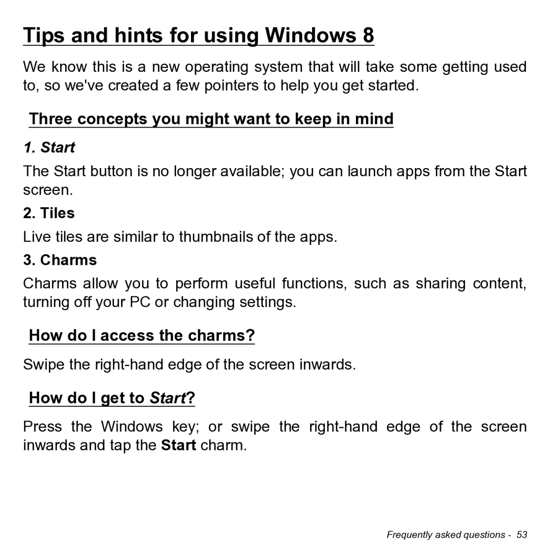 Acer NT.L0KAA.001 user manual Tips and hints for using Windows 