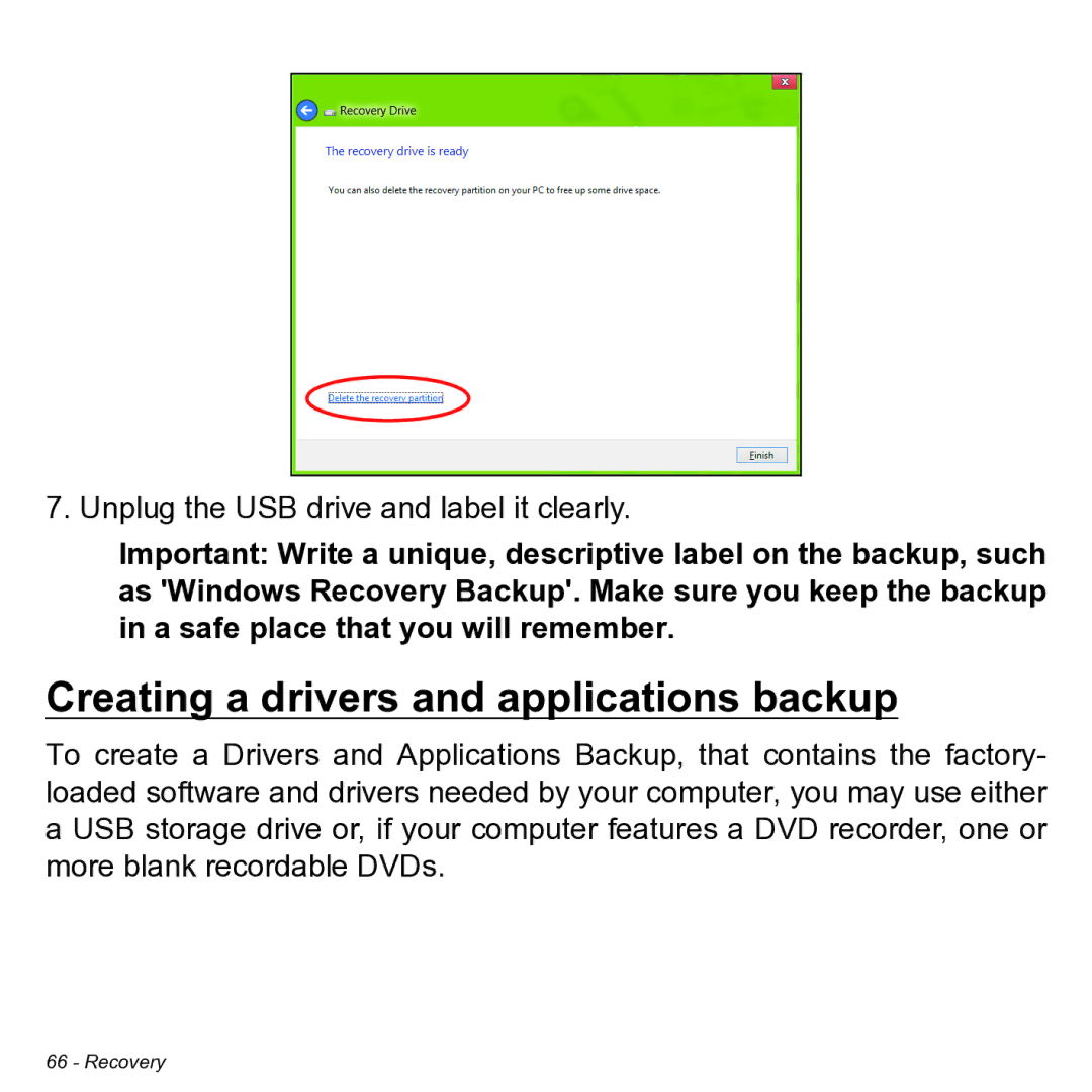 Acer NT.L0KAA.001 user manual Creating a drivers and applications backup 