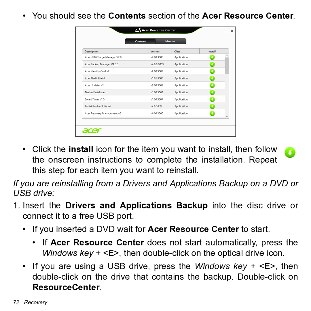 Acer NT.L0KAA.001 user manual Recovery 