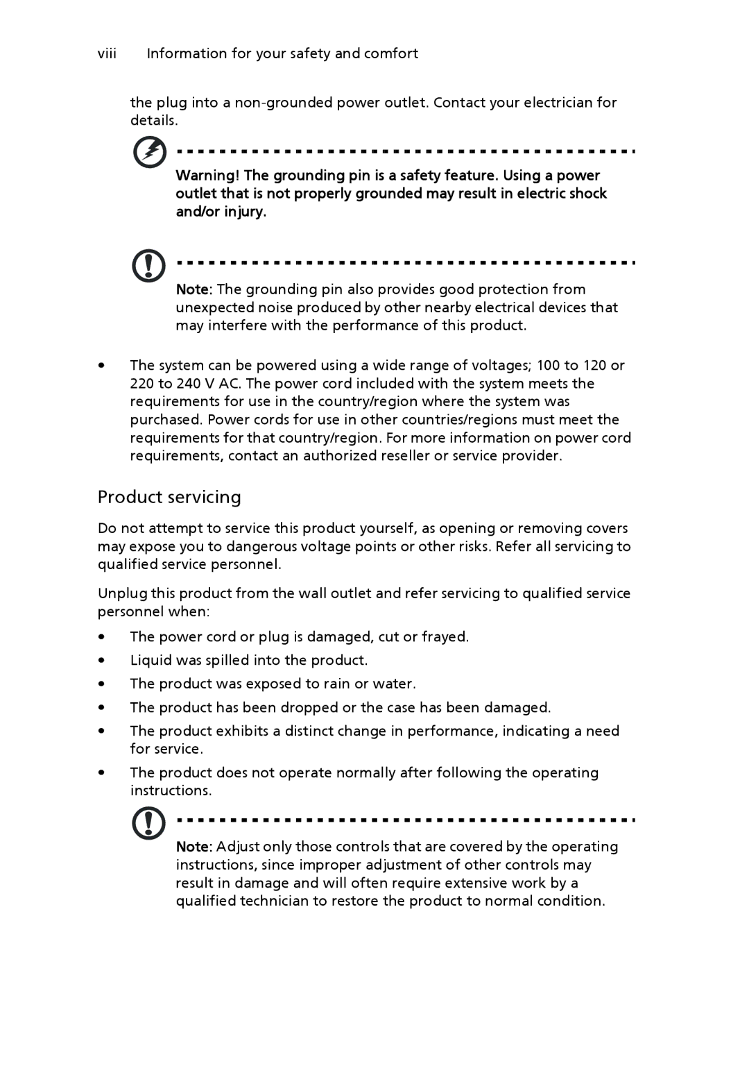 Acer NTL1CAA002 manual Product servicing 