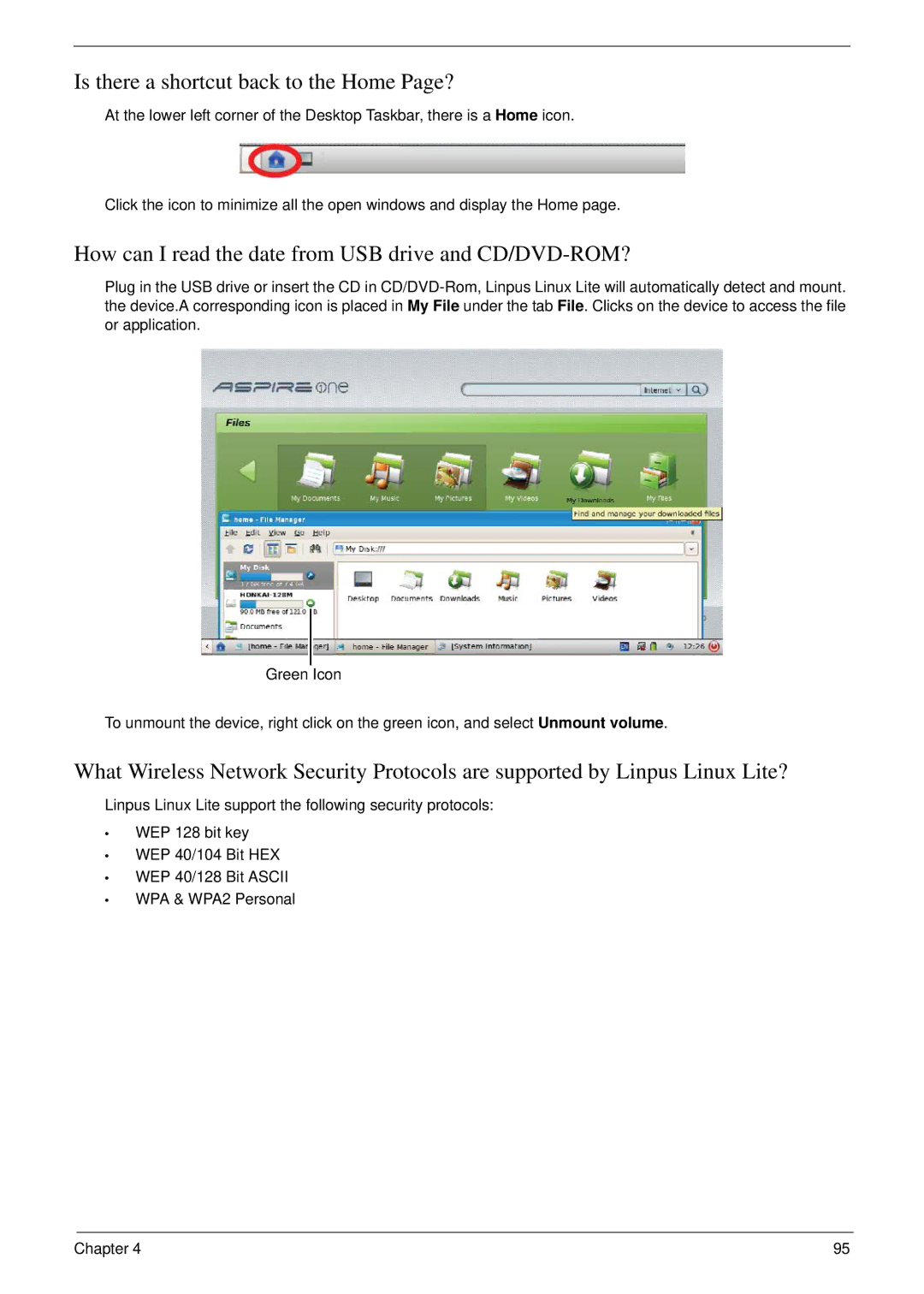 Acer NU.SH3AA.007 manual Is there a shortcut back to the Home Page?, How can I read the date from USB drive and CD/DVD-ROM? 