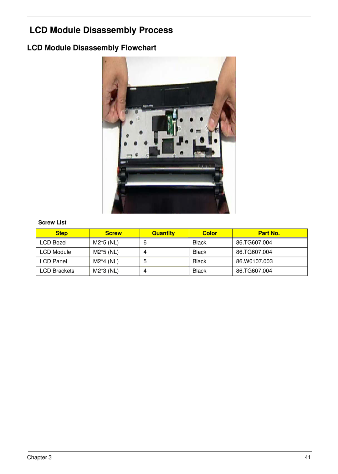 Acer NU.SH3AA.007 manual LCD Module Disassembly Process 