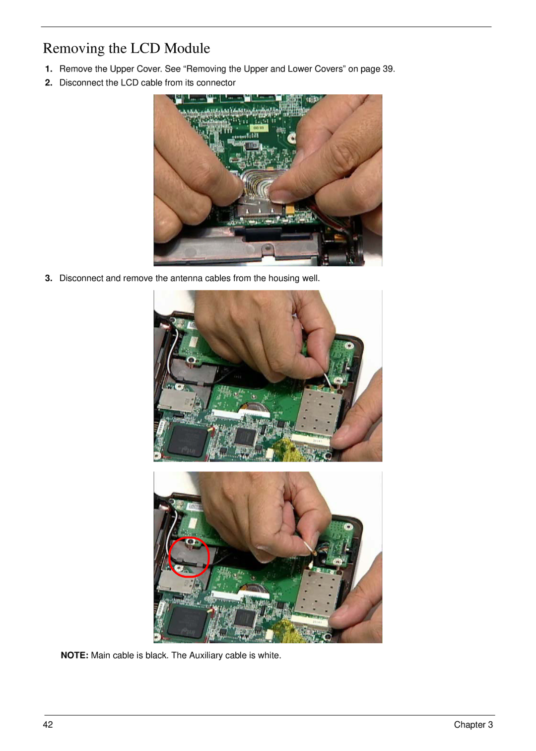 Acer NU.SH3AA.007 manual Removing the LCD Module 