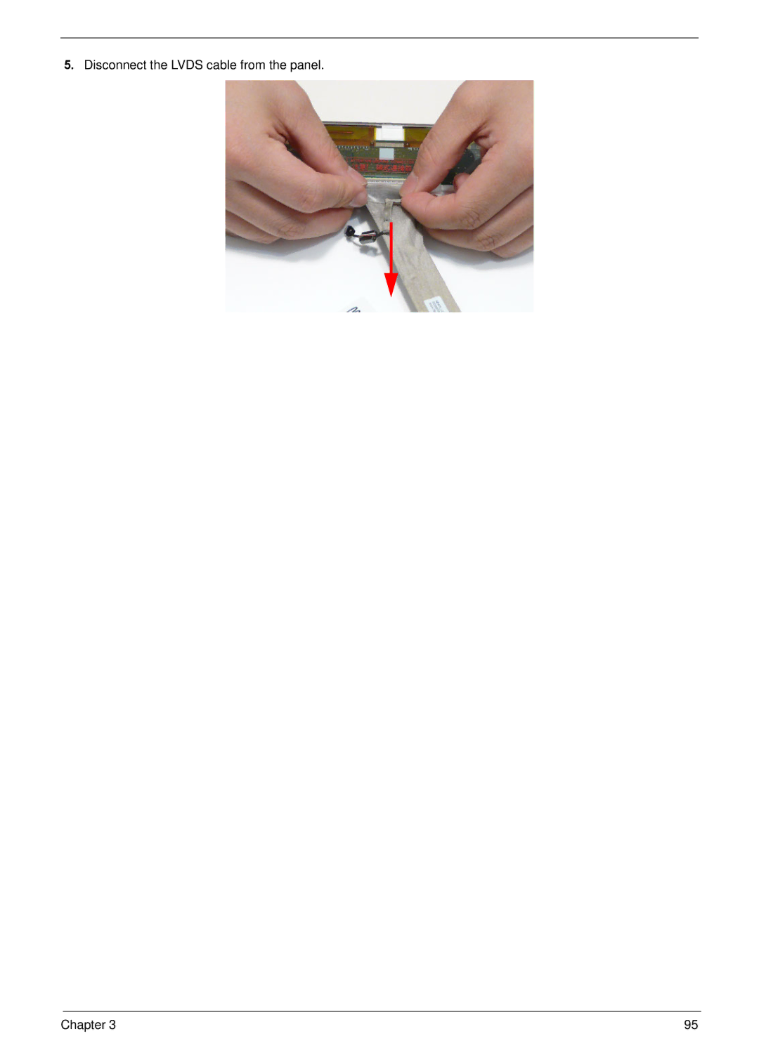 Acer NV59C manual Disconnect the Lvds cable from the panel Chapter 