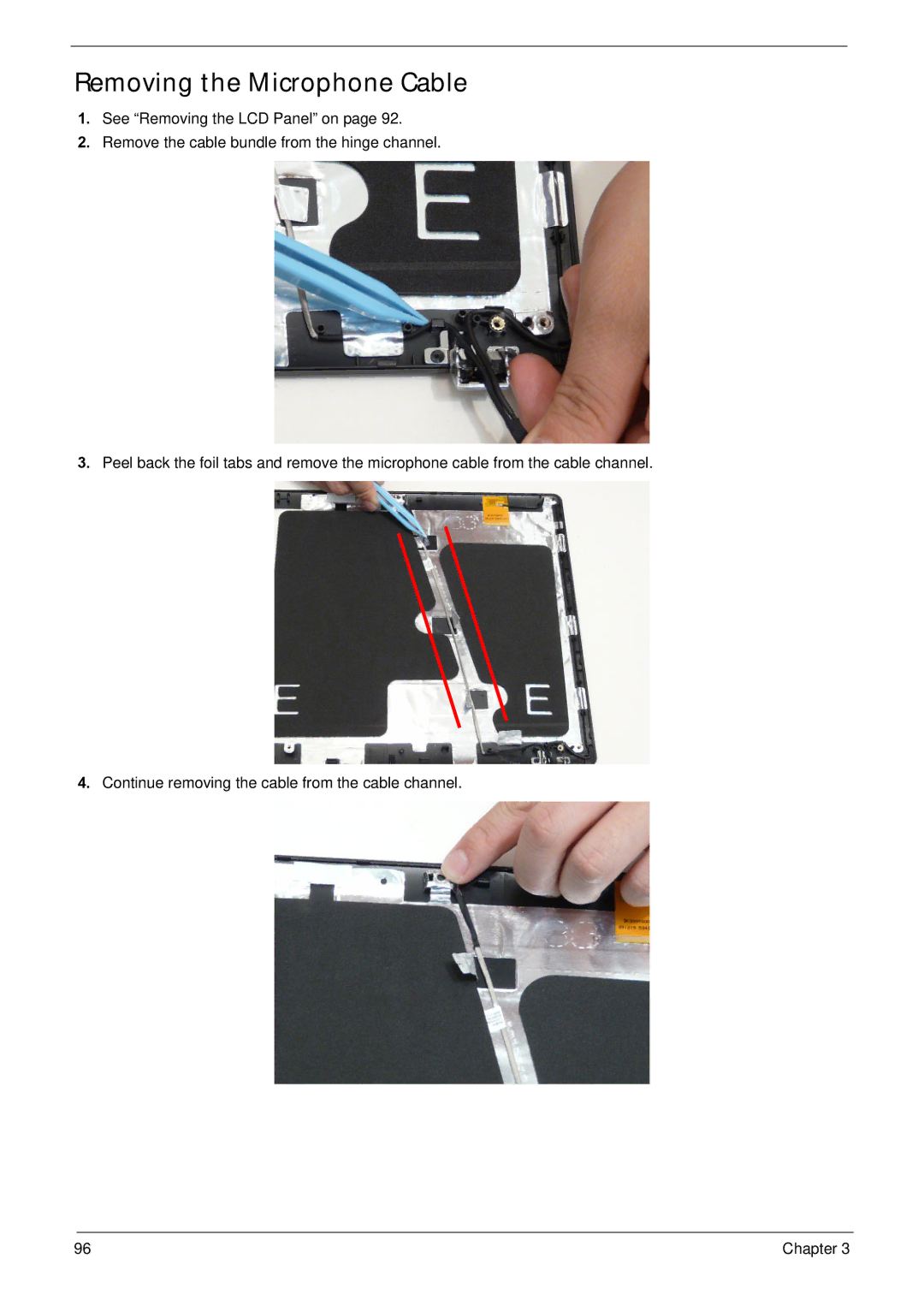 Acer NV59C manual Removing the Microphone Cable 