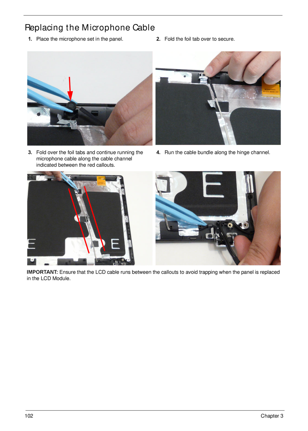 Acer NV59C manual Replacing the Microphone Cable 