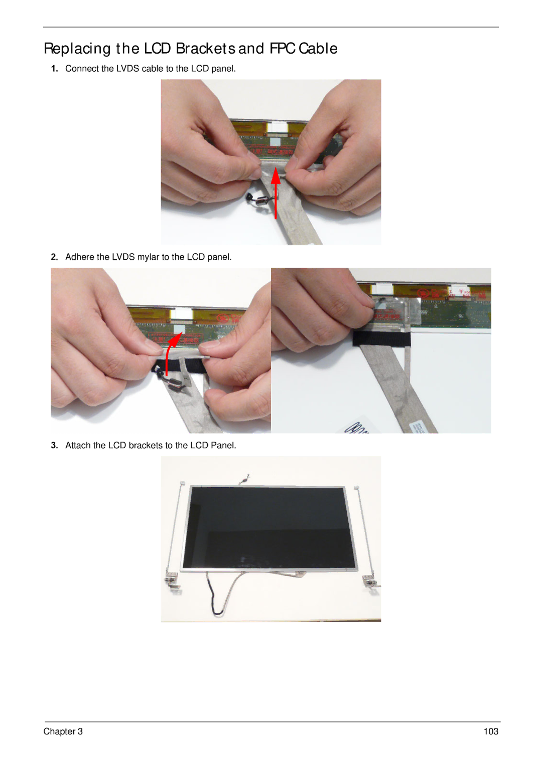 Acer NV59C manual Replacing the LCD Brackets and FPC Cable 