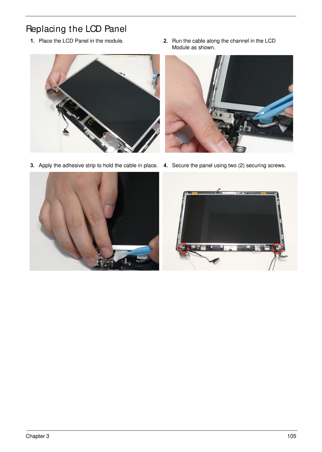 Acer NV59C manual Replacing the LCD Panel 