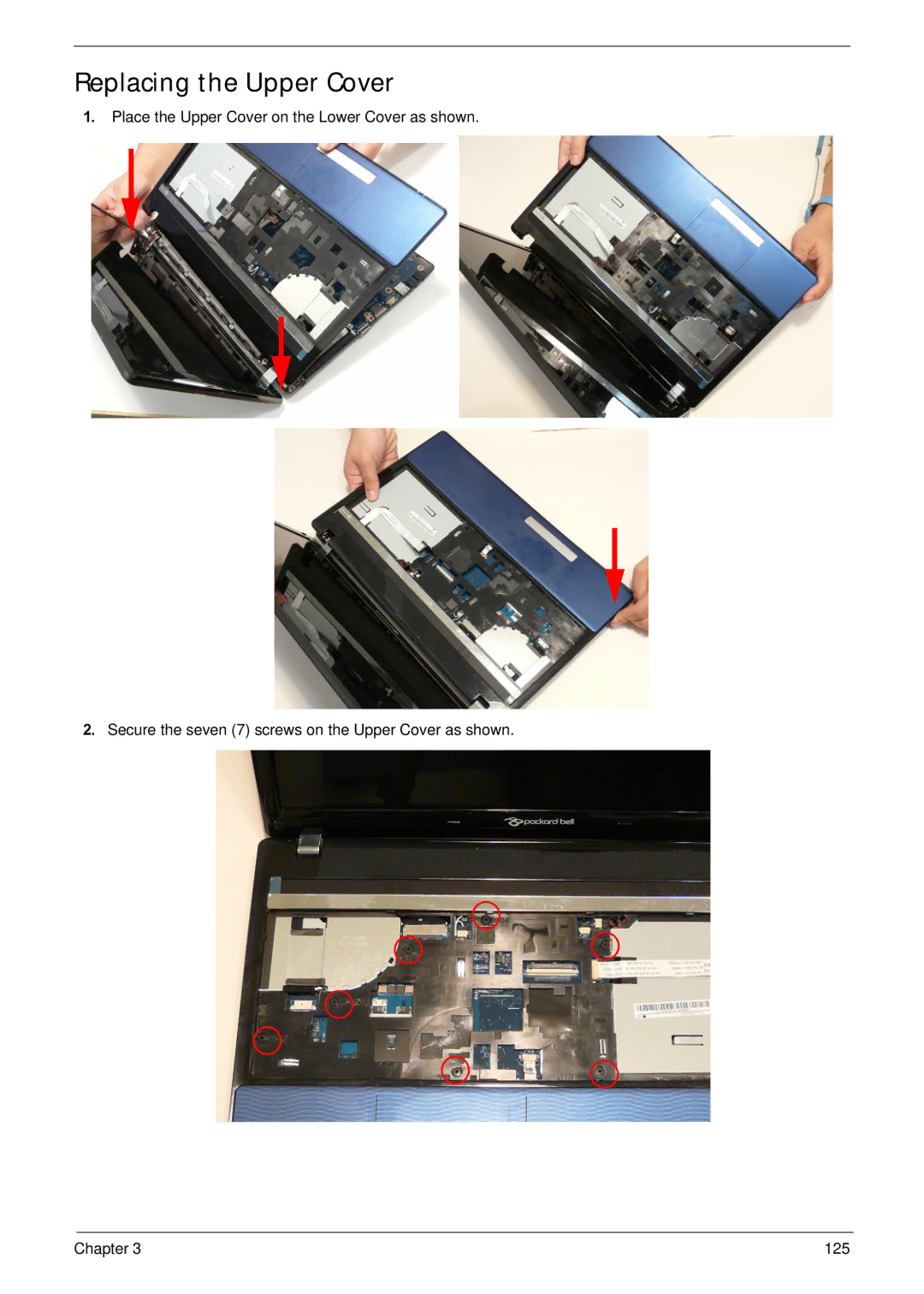 Acer NV59C manual Replacing the Upper Cover 