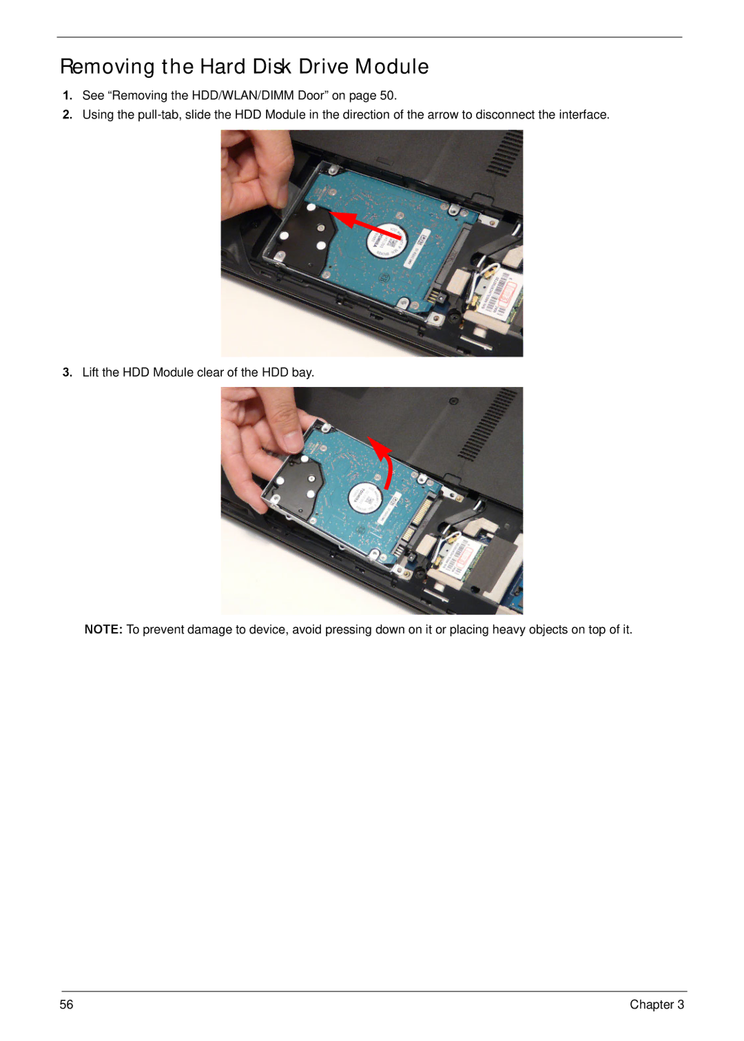 Acer NV59C manual Removing the Hard Disk Drive Module 