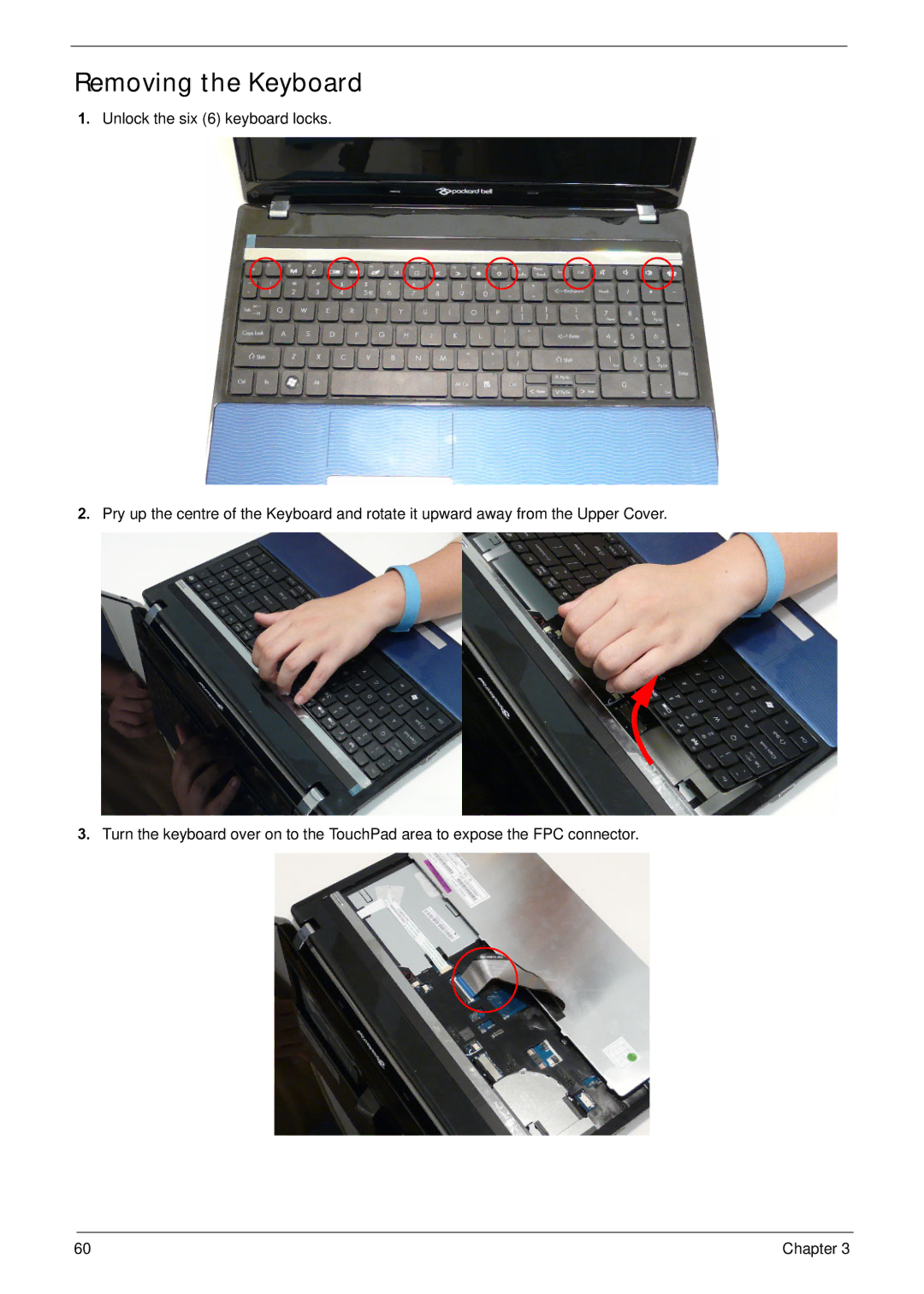 Acer NV59C manual Removing the Keyboard 