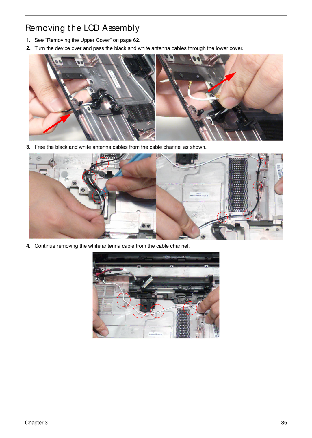 Acer NV59C manual Removing the LCD Assembly 