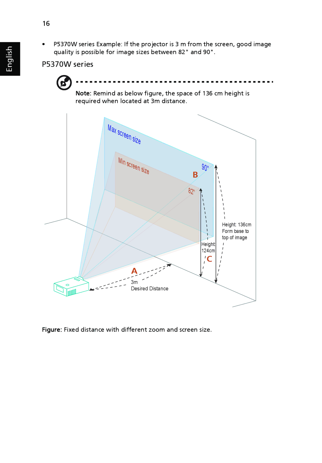 Acer P5270, P1265P, P1165P, P5260i manual Max screen size, P5370W series 