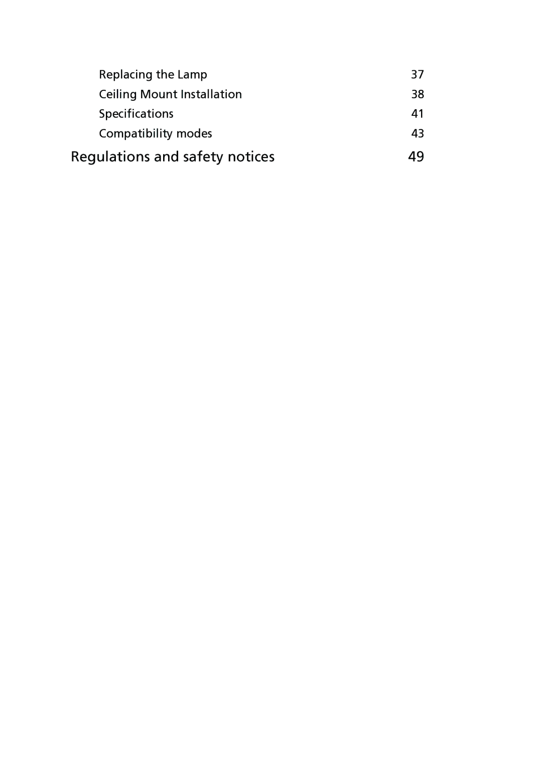 Acer P5370W, P1265P, P1165P, P5280, P5260i manual Regulations and safety notices 