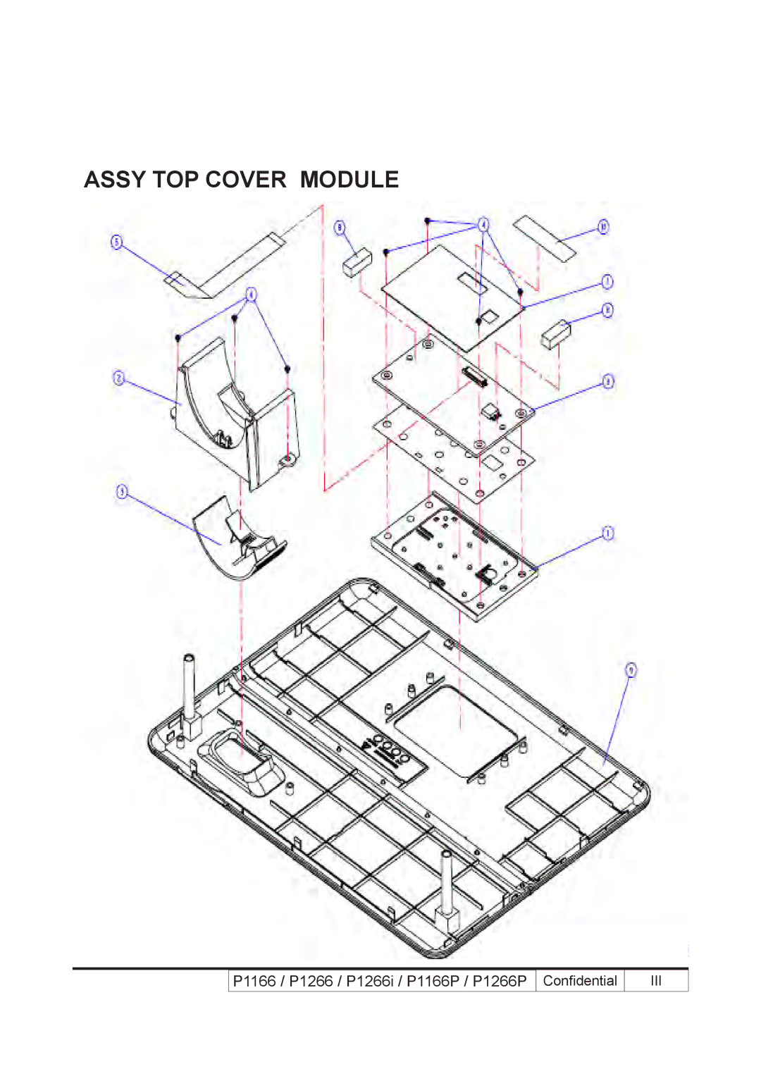 Acer P1266P, P1266i, P1166P service manual Assy TOP Cover Module 