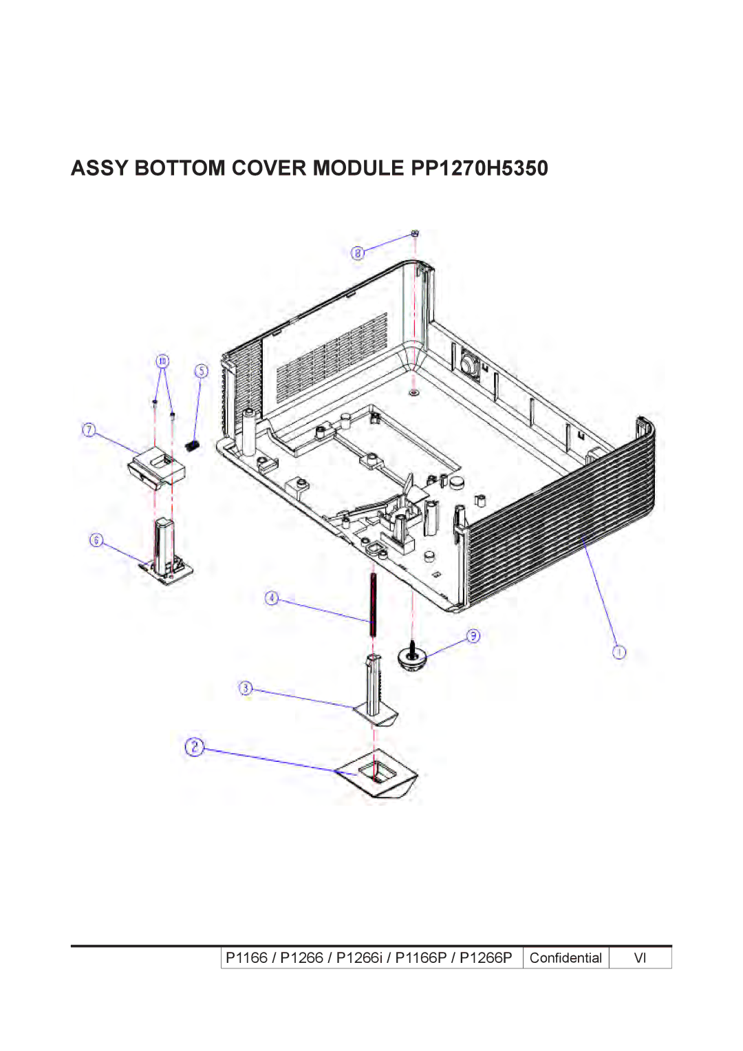 Acer P1266i, P1266P, P1166P service manual Assy Bottom Cover Module PP1270H5350 