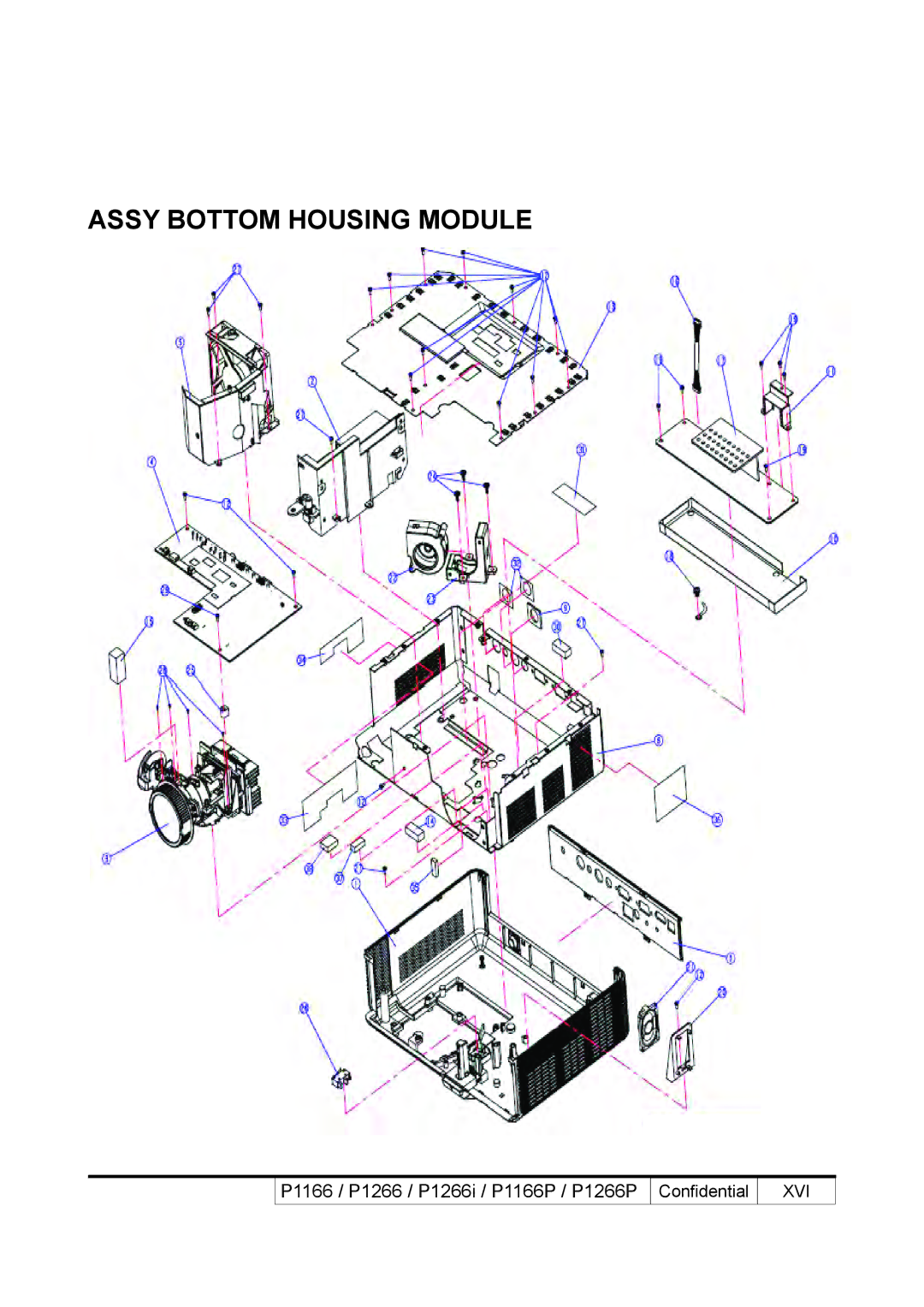 Acer P1166P, P1266i, P1266P service manual Assy Bottom Housing Module 