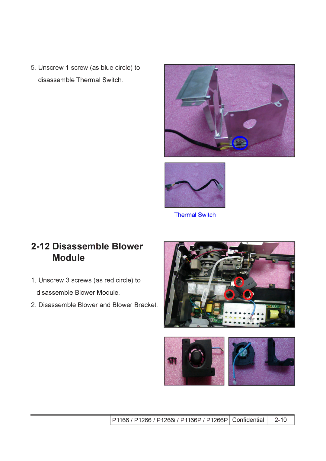 Acer P1266i, P1266P, P1166P service manual Disassemble Blower Module 