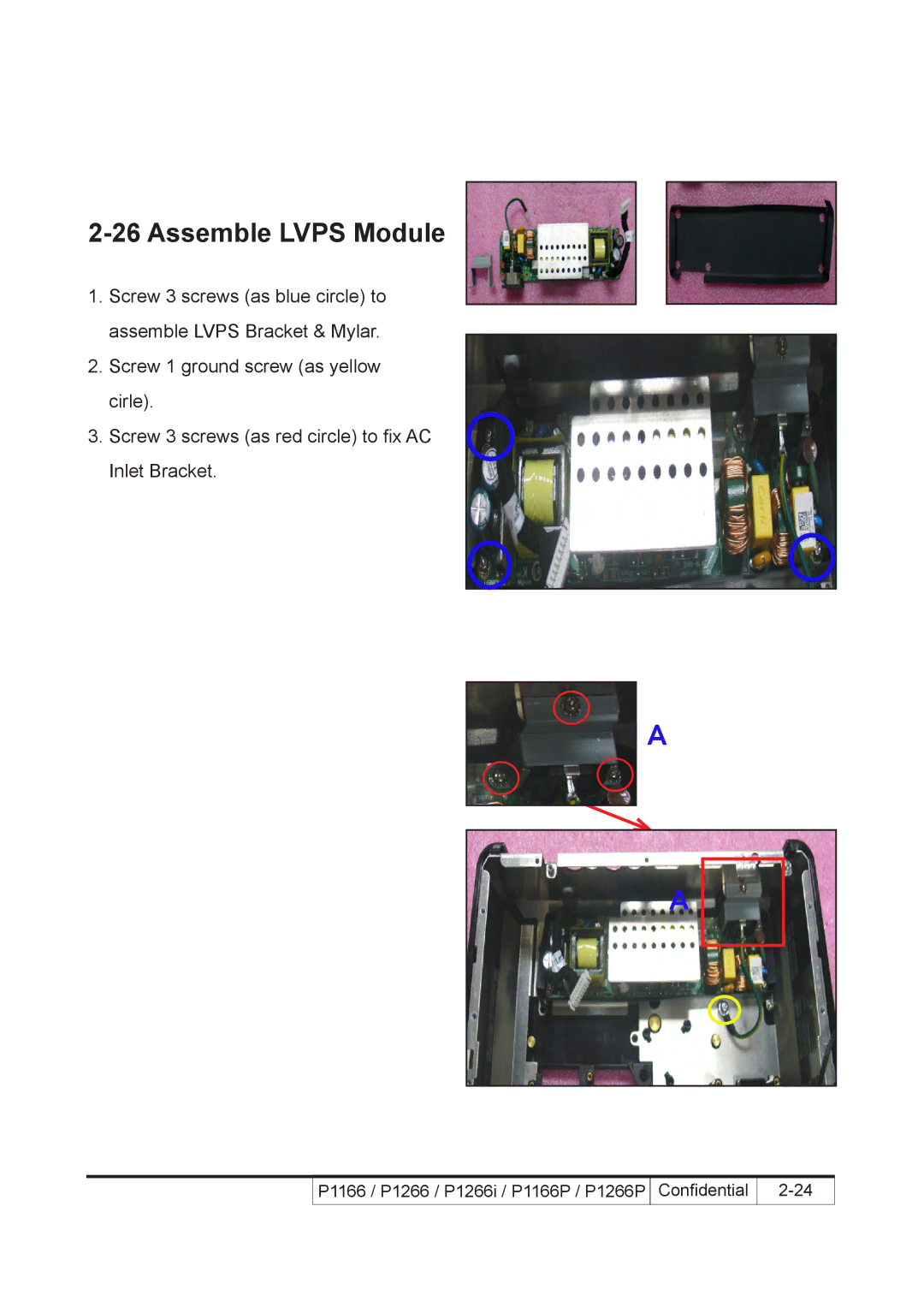 Acer P1166P, P1266i, P1266P service manual Assemble Lvps Module 