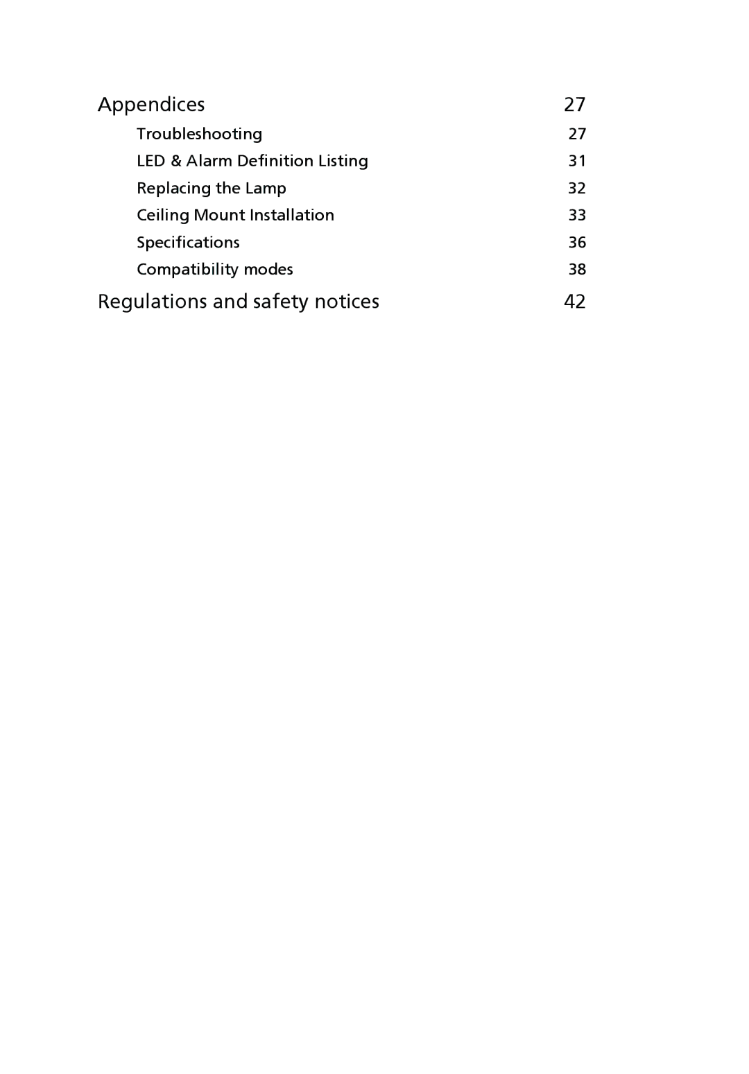 Acer P1270, P1266i, P1266N, P1266P, P1166P manual Regulations and safety notices 