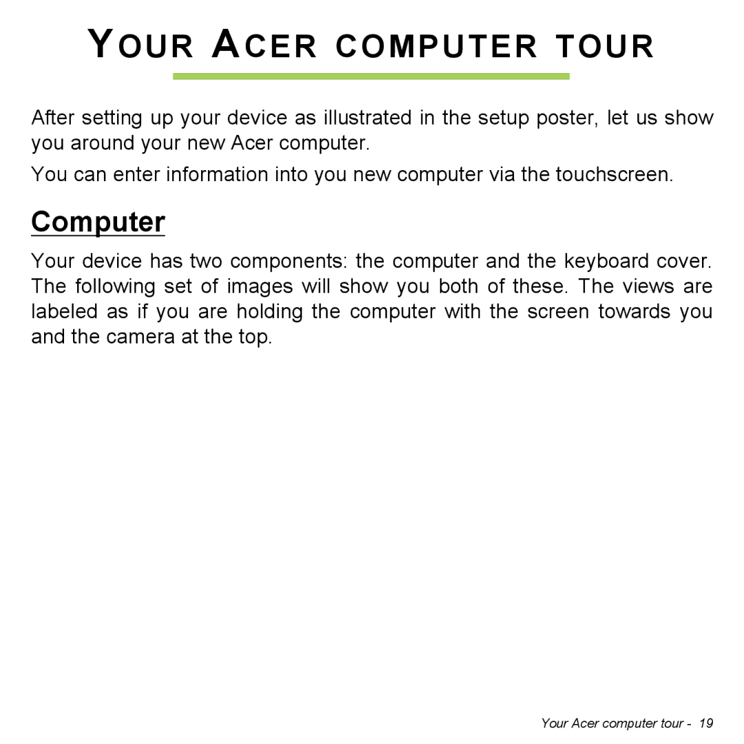 Acer P31314602 manual Your Acer Computer Tour 