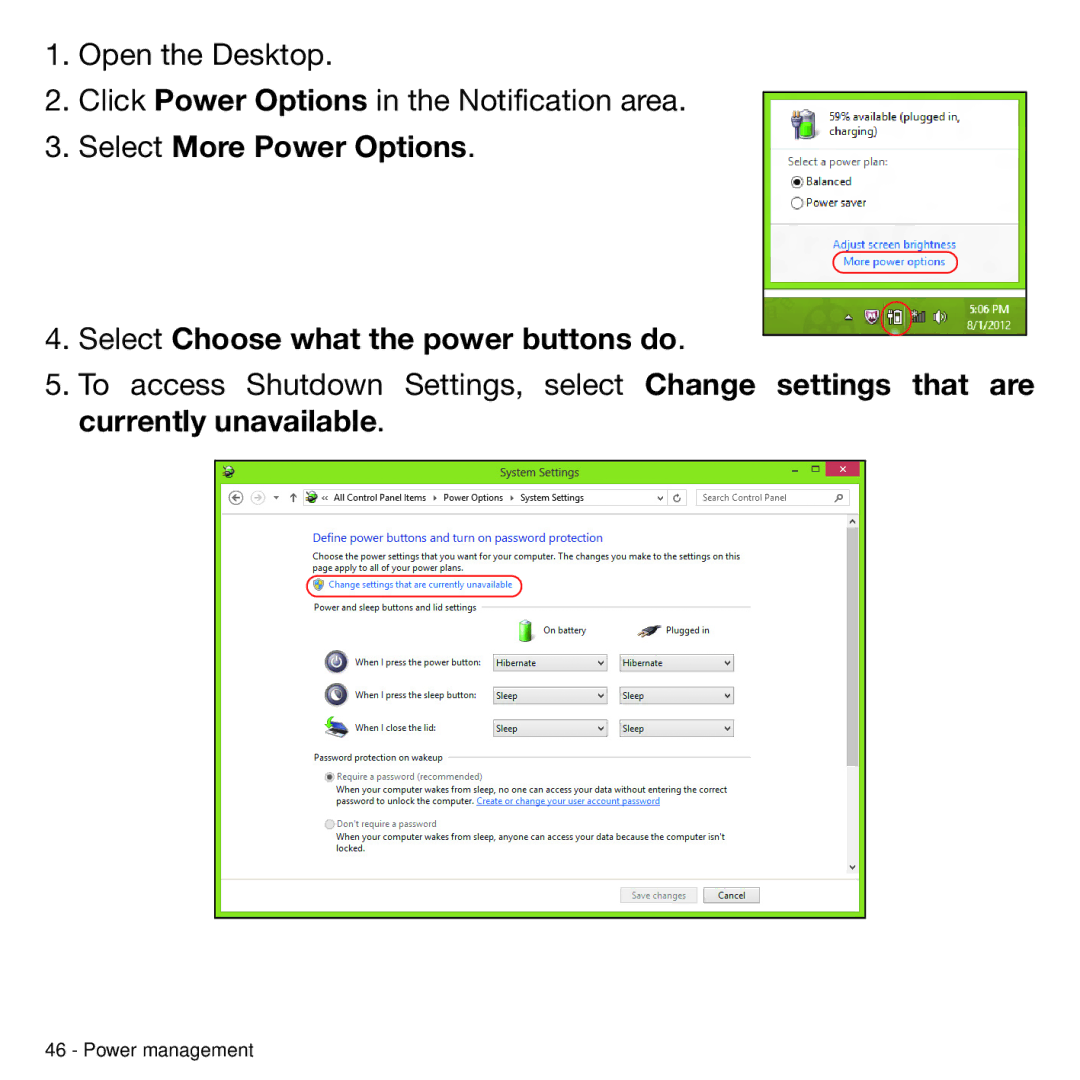 Acer P31314602 manual Power management 