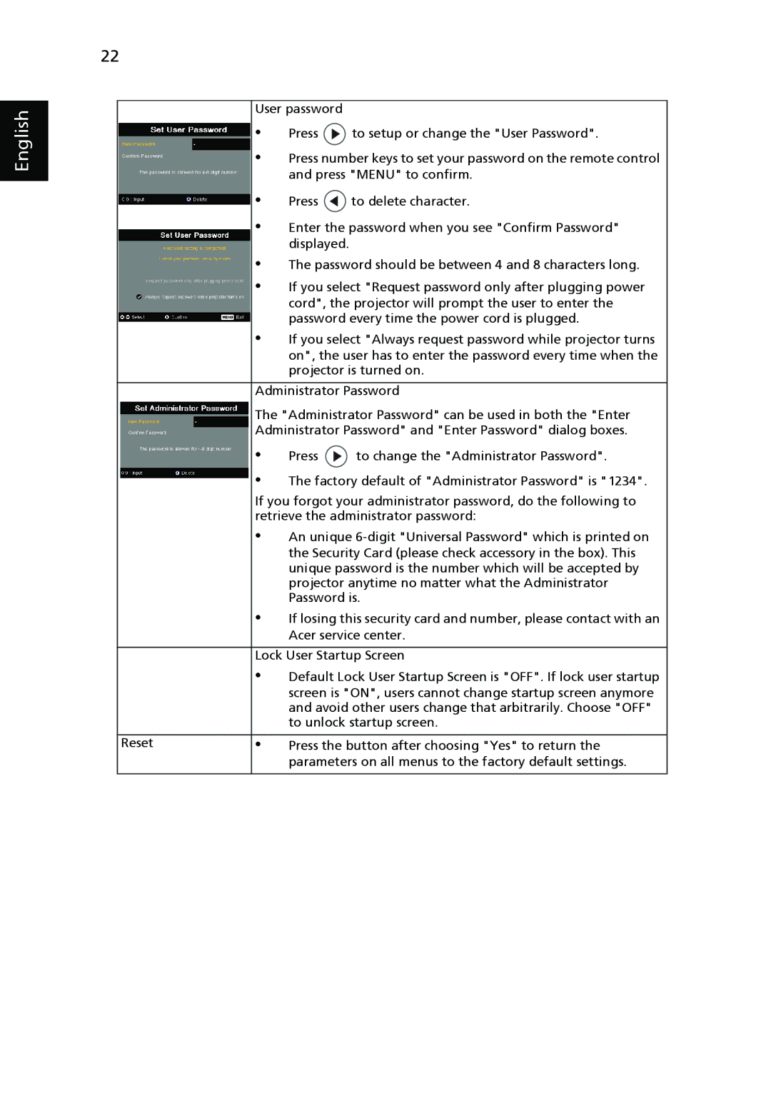 Acer P3150 Series, P3250 Series manual English 