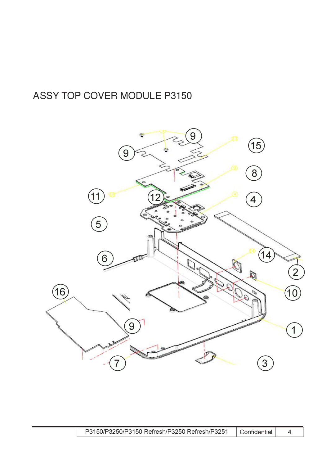 Acer P3250 REFRESH, P3150 REFRESH service manual 915, Assy TOP Cover Module P3150 