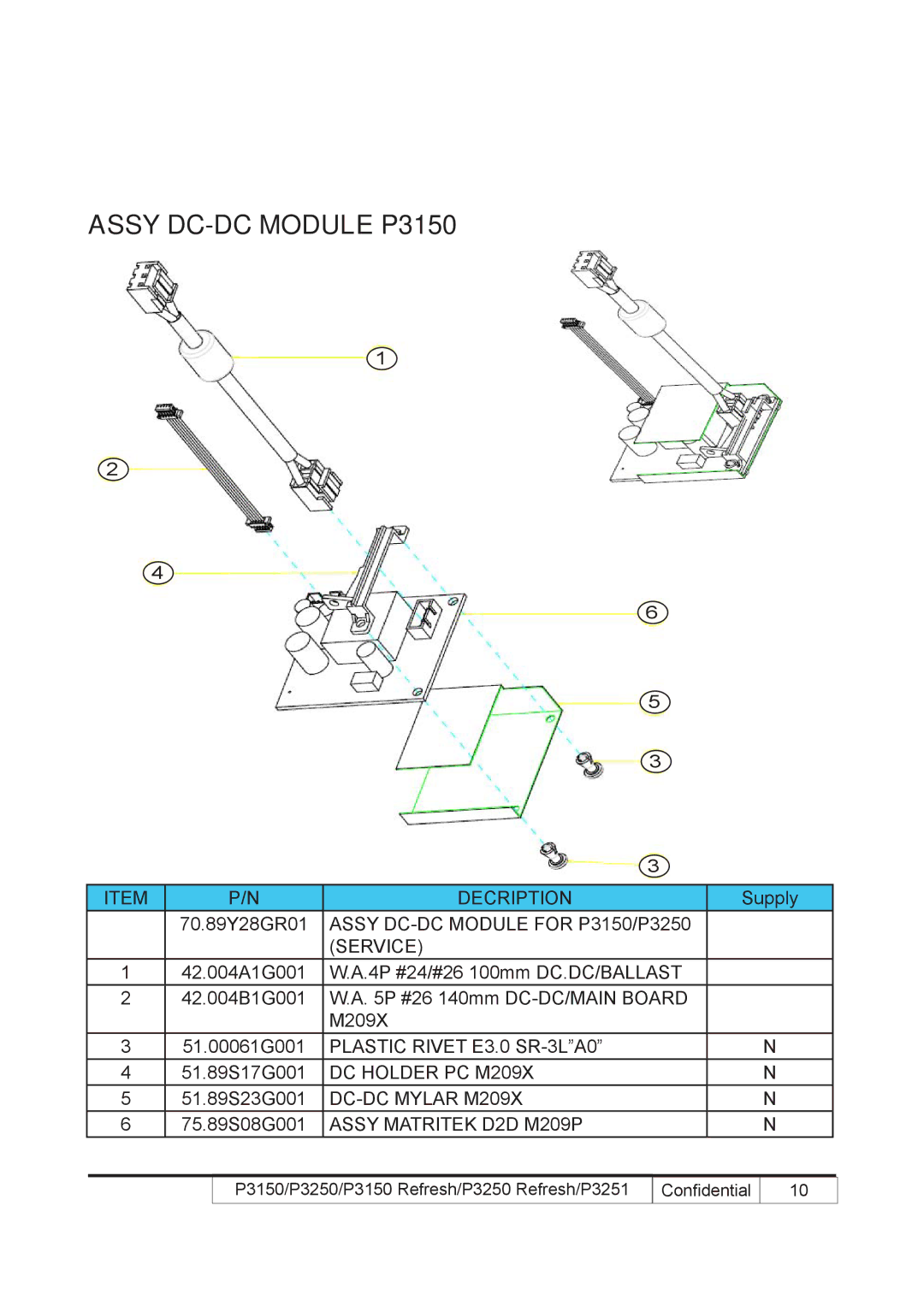 Acer P3250 REFRESH, P3150 REFRESH service manual Assy DC-DC Module P3150, Service 