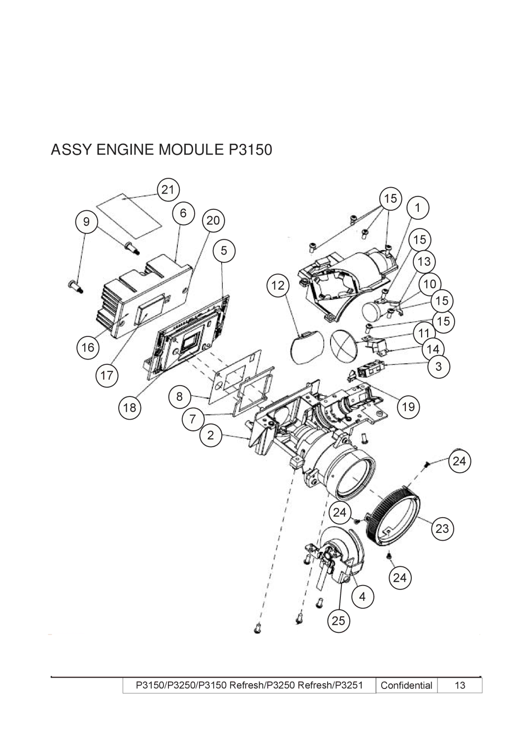 Acer P3150 REFRESH, P3250 REFRESH service manual Assy Engine Module P3150 