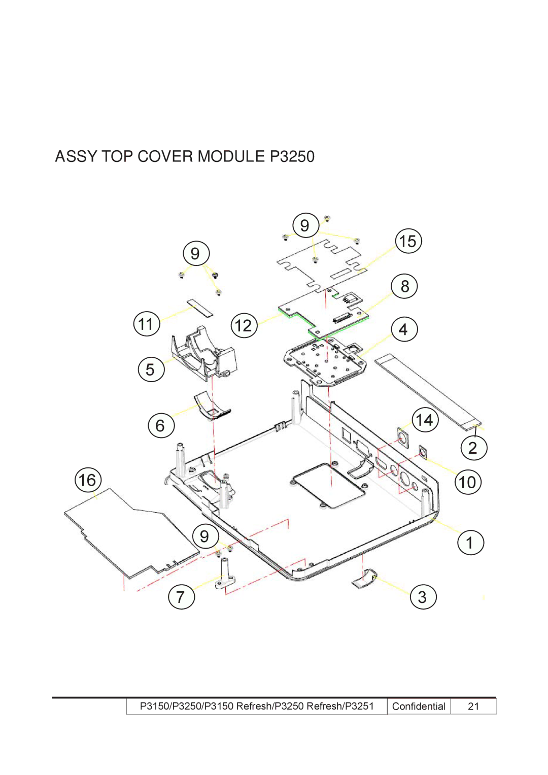 Acer P3150 REFRESH, P3250 REFRESH service manual Assy TOP Cover Module P3250 