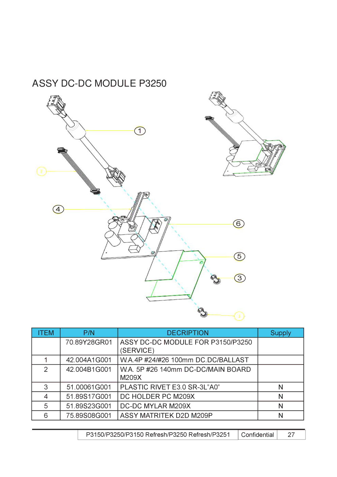 Acer P3250 REFRESH, P3150 REFRESH service manual Assy DC-DC Module P3250 