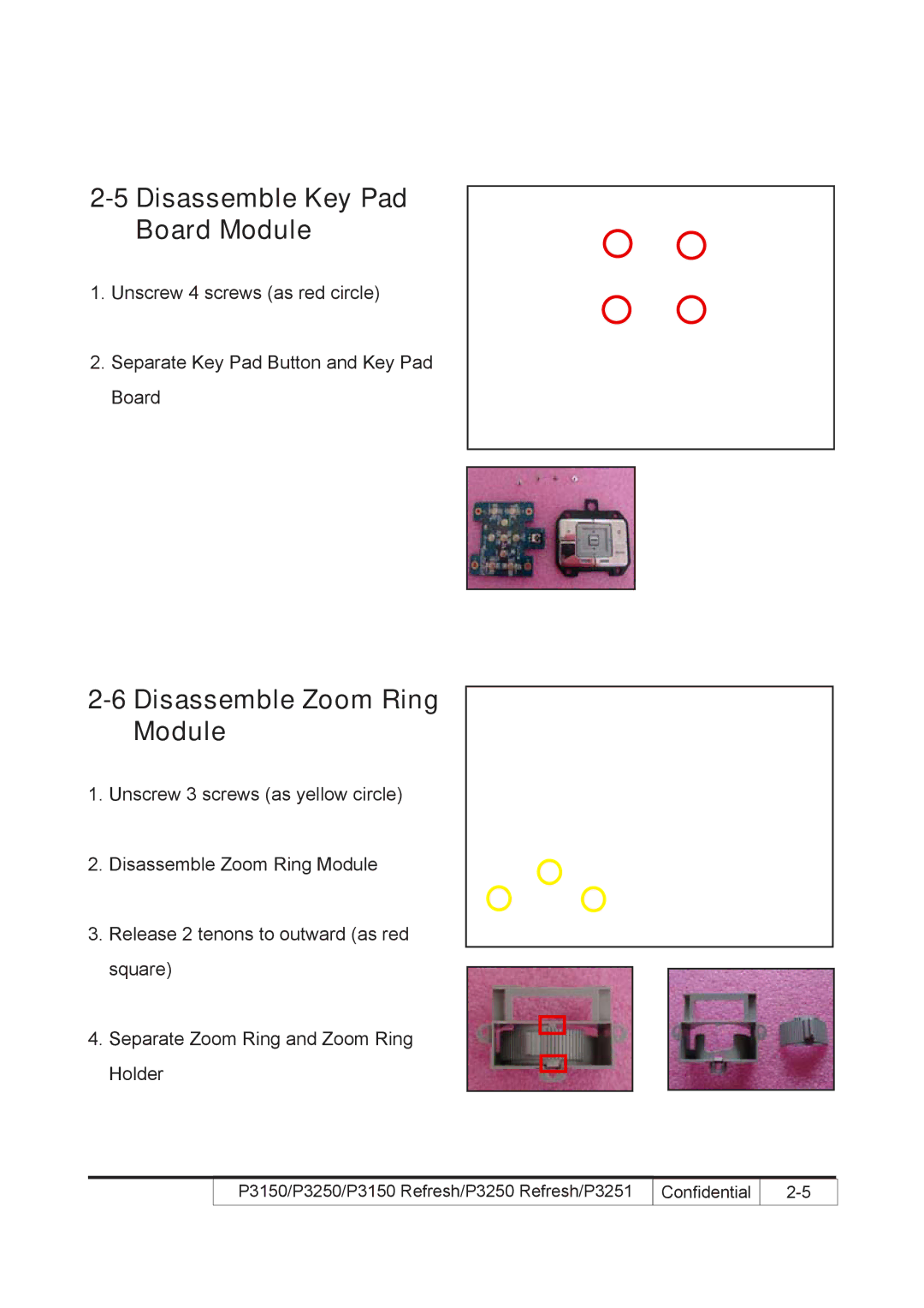 Acer P3150 REFRESH, P3250 REFRESH service manual Disassemble Key Pad Board Module, Disassemble Zoom Ring Module 