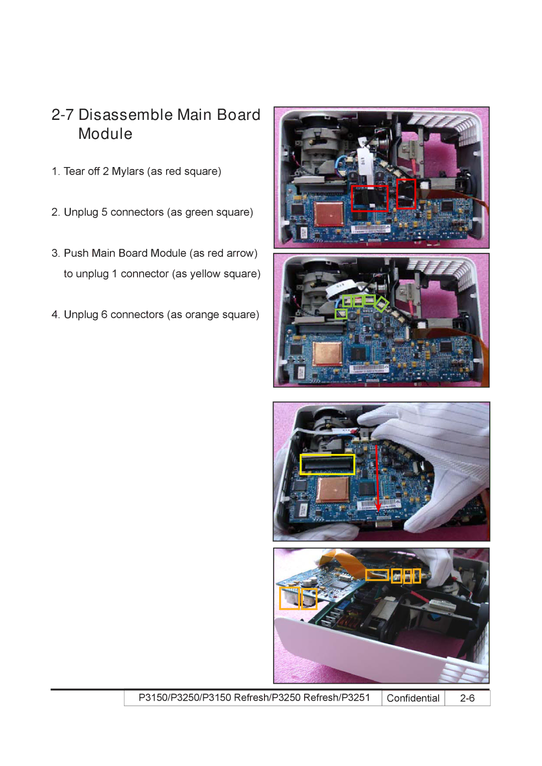 Acer P3250 REFRESH, P3150 REFRESH service manual Disassemble Main Board Module 