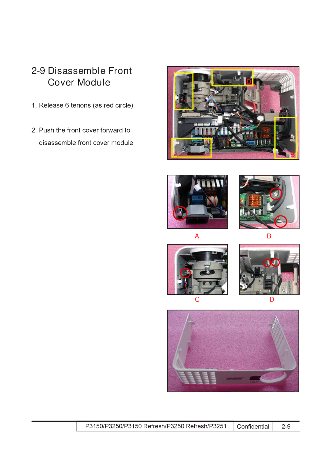 Acer P3150 REFRESH, P3250 REFRESH service manual Disassemble Front Cover Module 