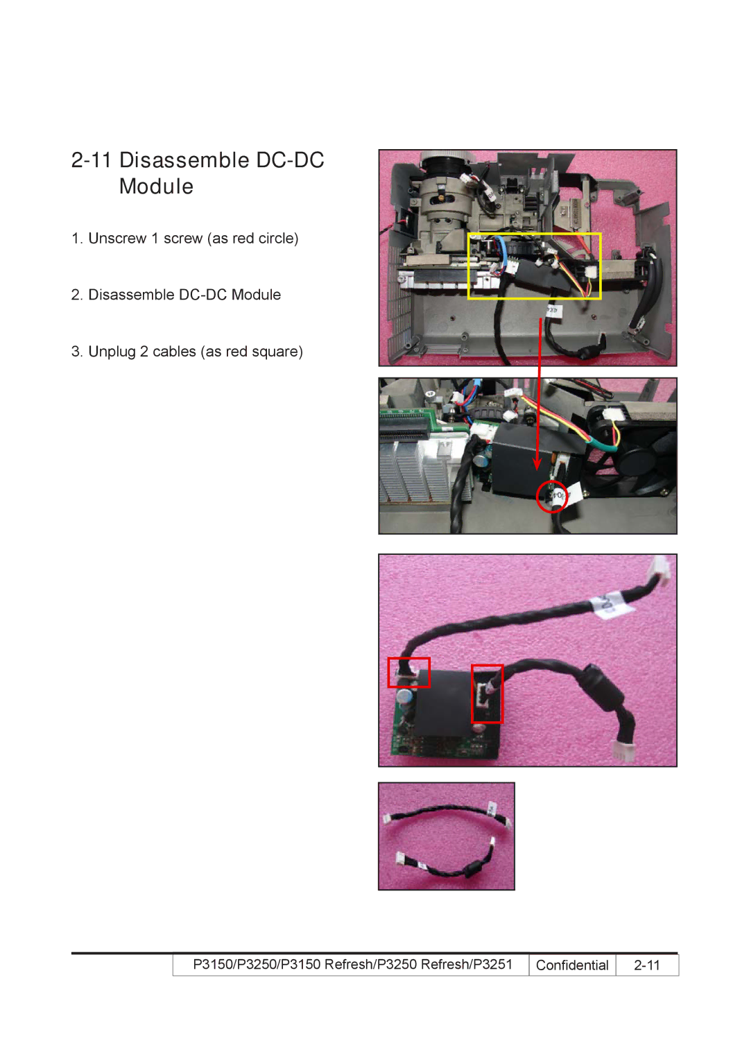 Acer P3250 REFRESH, P3150 REFRESH service manual Disassemble DC-DC Module 