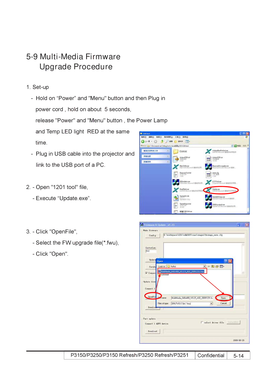 Acer P3150 REFRESH, P3250 REFRESH service manual Multi-Media Firmware Upgrade Procedure 