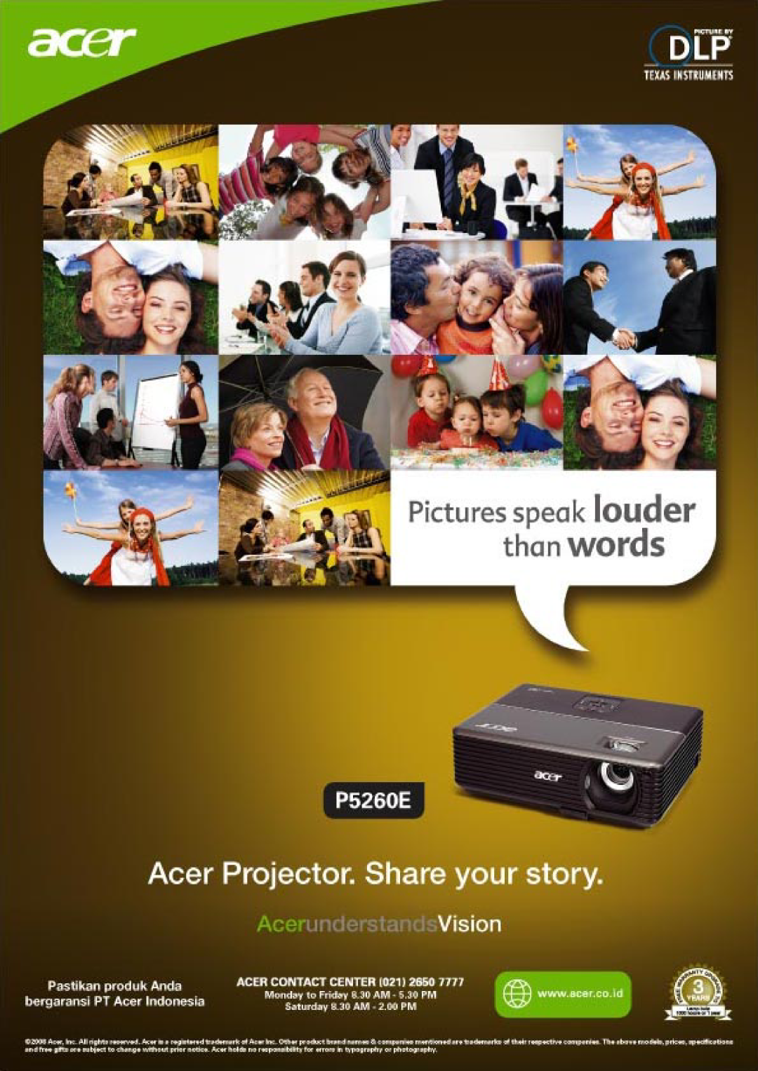 Acer P5260E manual 