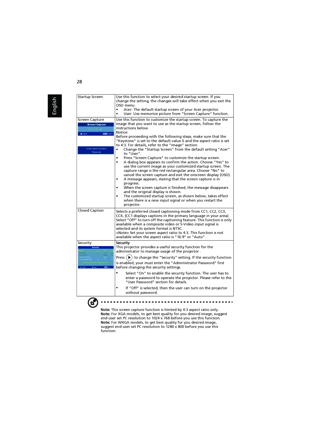 Acer P7203, P7200i, P7205 manual Security 