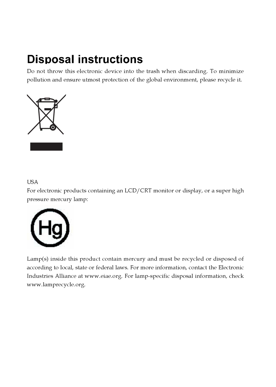 Acer PD117D series, PD126D series manual Usa 