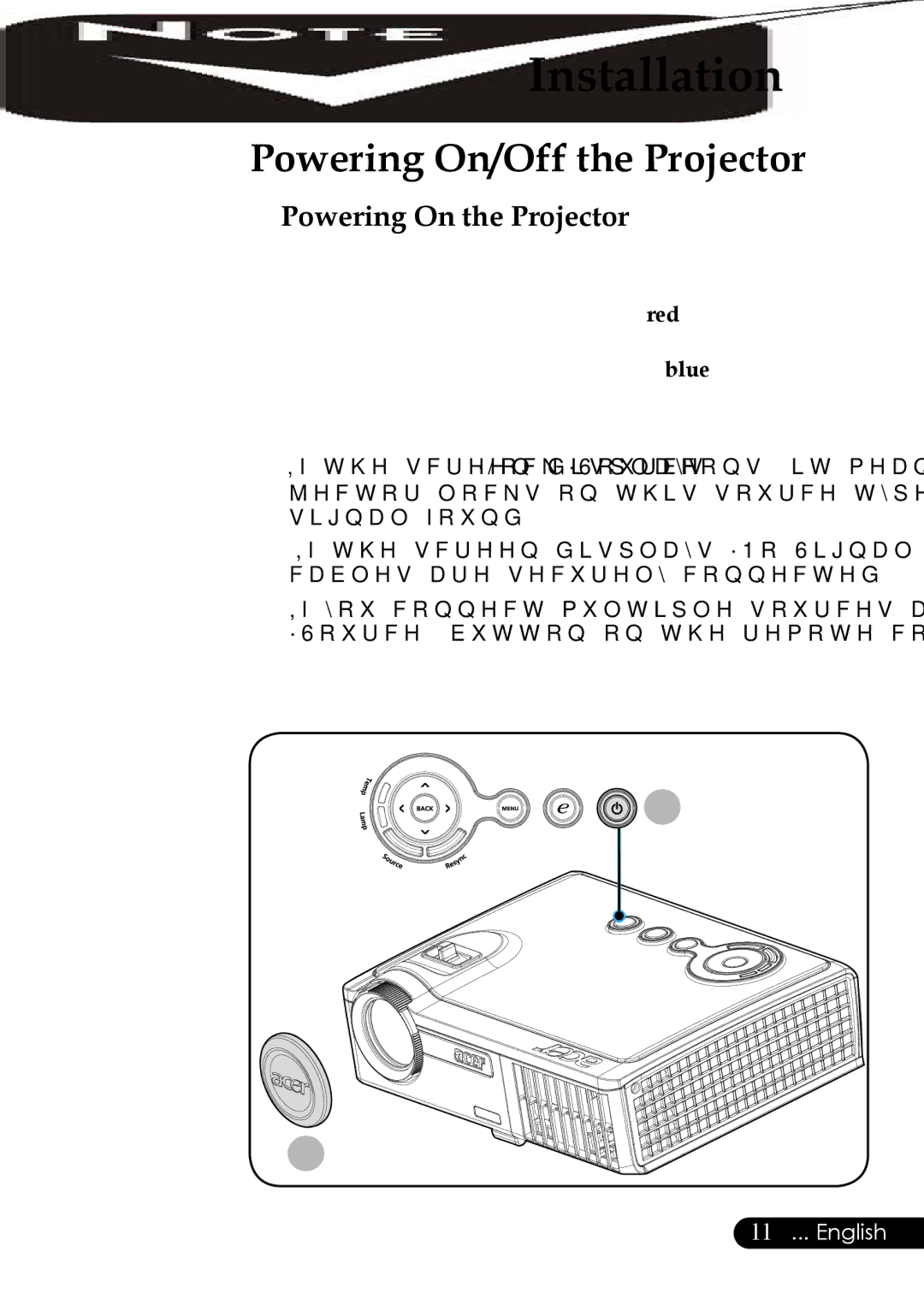 Acer PD311, PD323 manual Powering On/Off the Projector, Powering On the Projector 