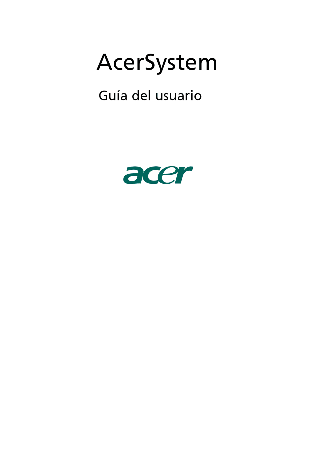 Acer Personal Computer manual AcerSystem 