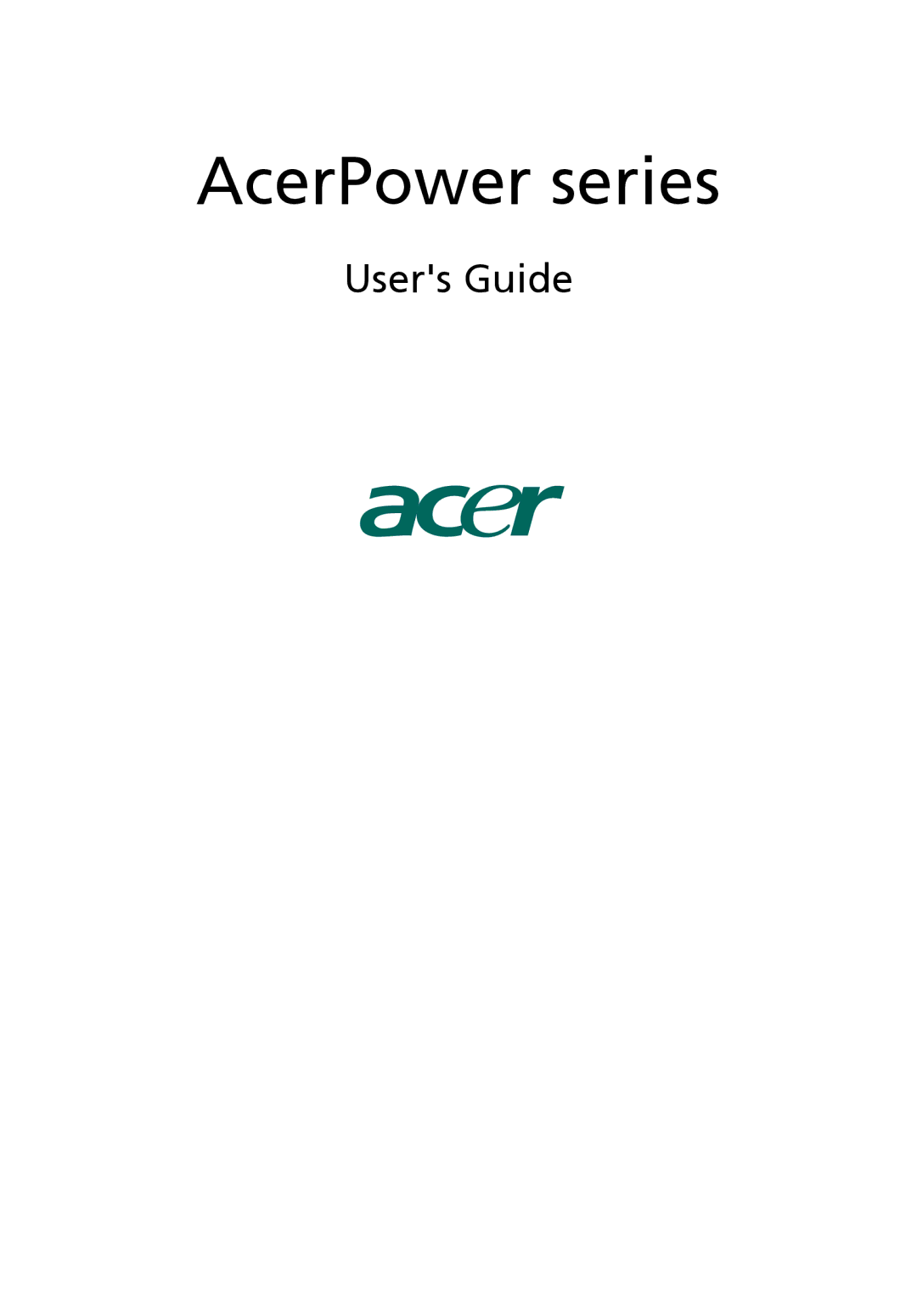 Acer POWER SERIES manual AcerPower series, Users Guide 