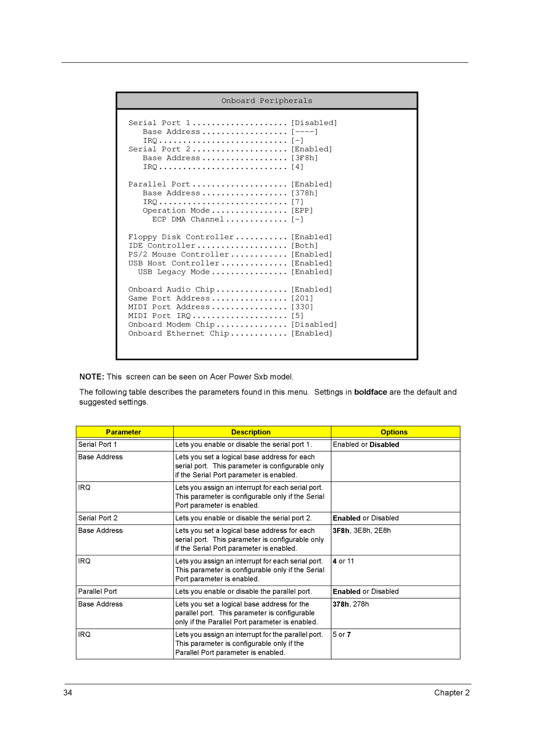 Acer power sx/sxb/sc manual Epp, Irq 