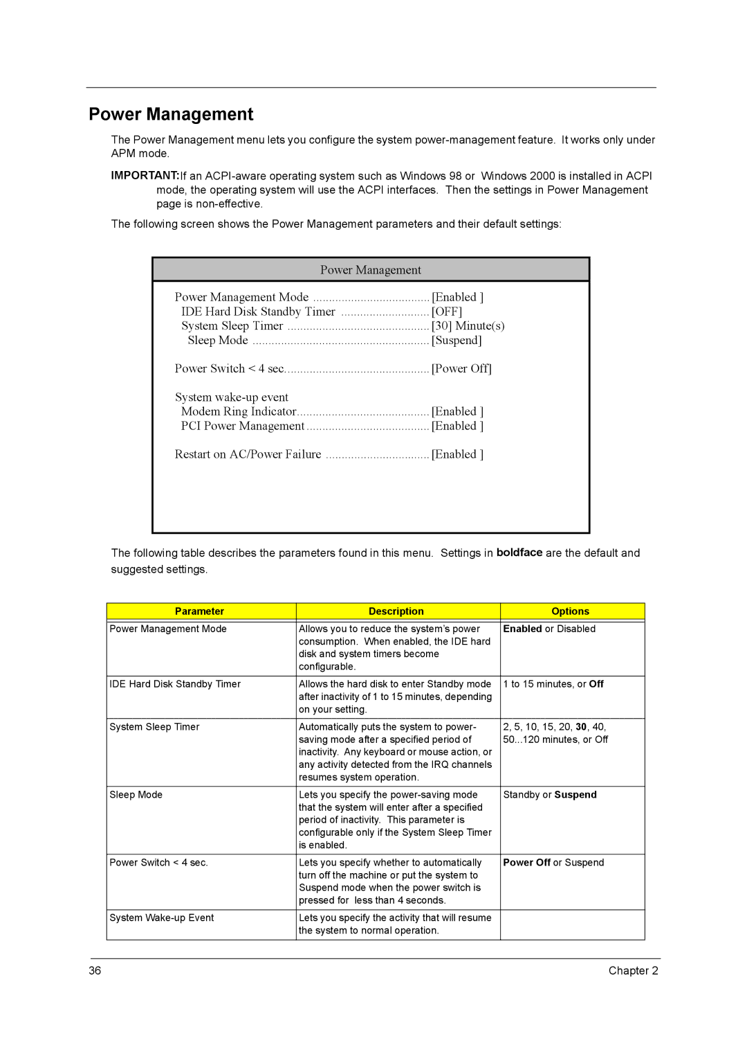 Acer power sx/sxb/sc manual Power Management, Power Off or Suspend 