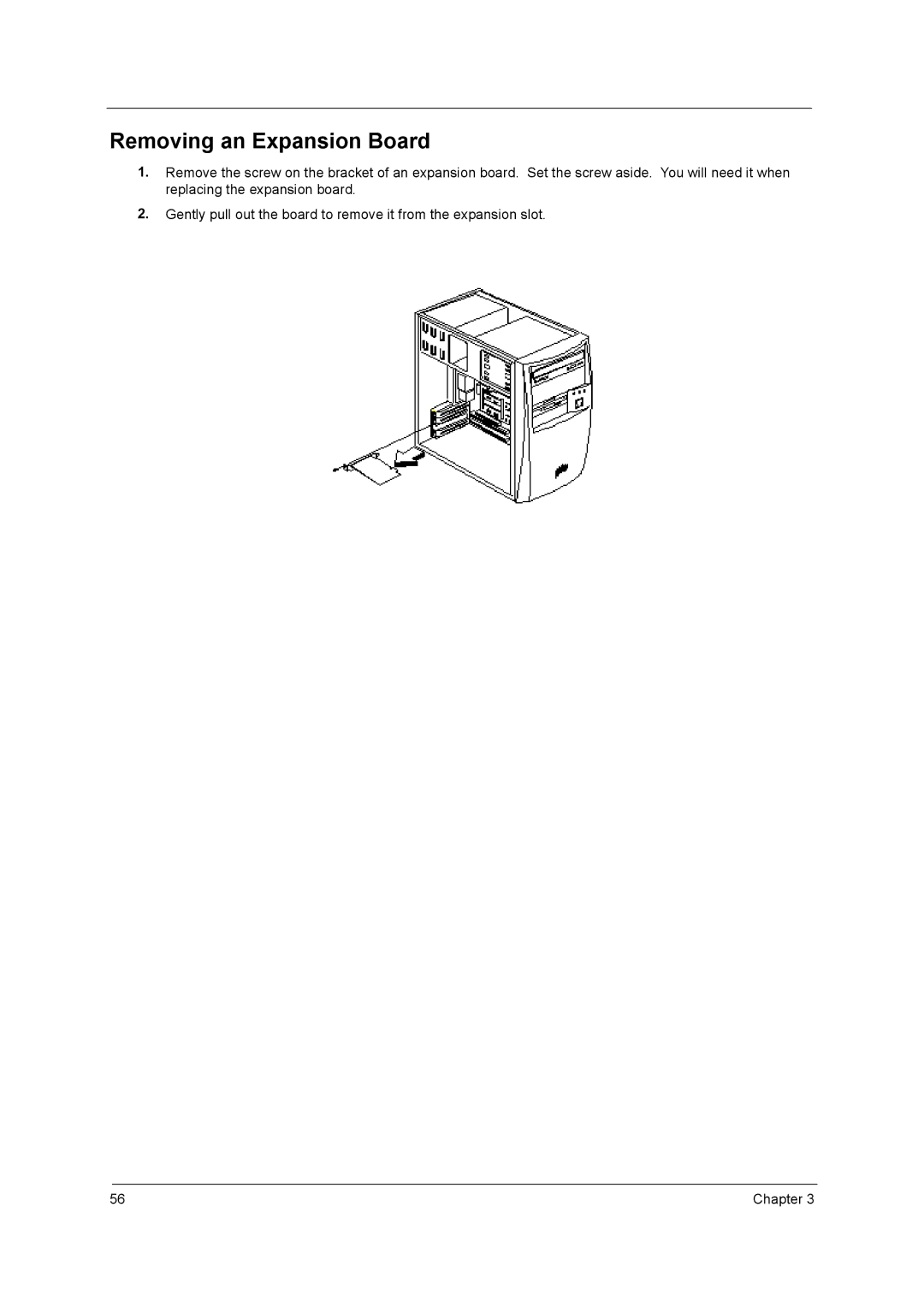 Acer power sx/sxb/sc manual Removing an Expansion Board 