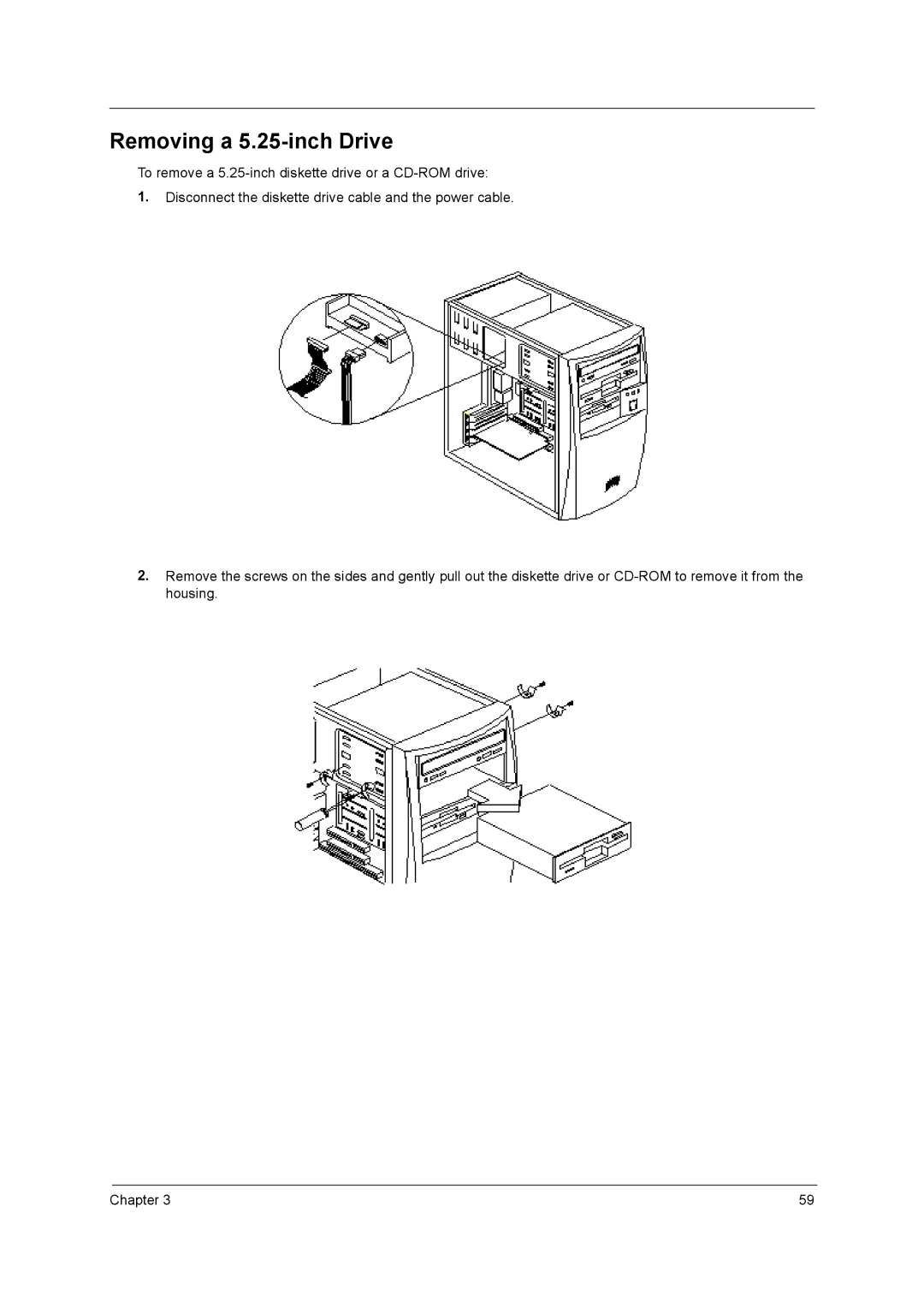 Acer power sx/sxb/sc manual Removing a 5.25-inch Drive 