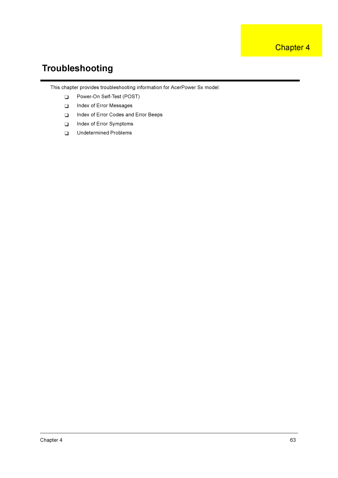 Acer power sx/sxb/sc manual Troubleshooting 